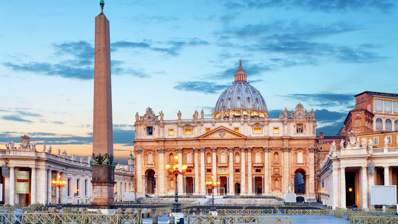 St Peter's Basilica, Vatican City, Baroque architecture, Church, 5K, Sunset, Dusk, Historical structure, Wallpaper