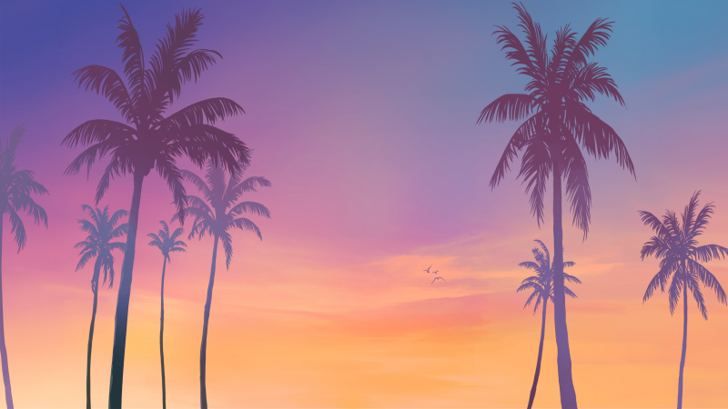 GTA 6, Teaser, Gradient background, Palm trees, Grand Theft Auto VI, 2025 Games, Wallpaper