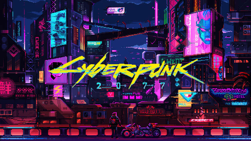 Cyberpunk 2077, Retro, Artwork, Pixel art