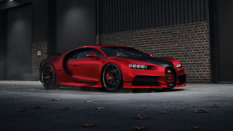 Bugatti Chiron Sport, CGI, 5K, Red cars, Wallpaper