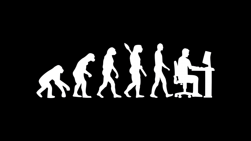 Human evolution, 8K, Programmer, Coder, Developer, Black background, 5K, Simple, Wallpaper
