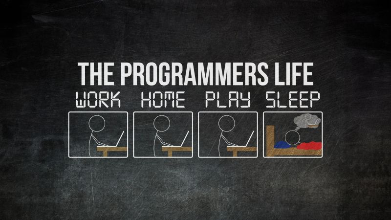 Programmer, Life, Work, Play, Repeat, Coding, Coder, Programming, Developer, 5K, Dark background, Meme, Wallpaper
