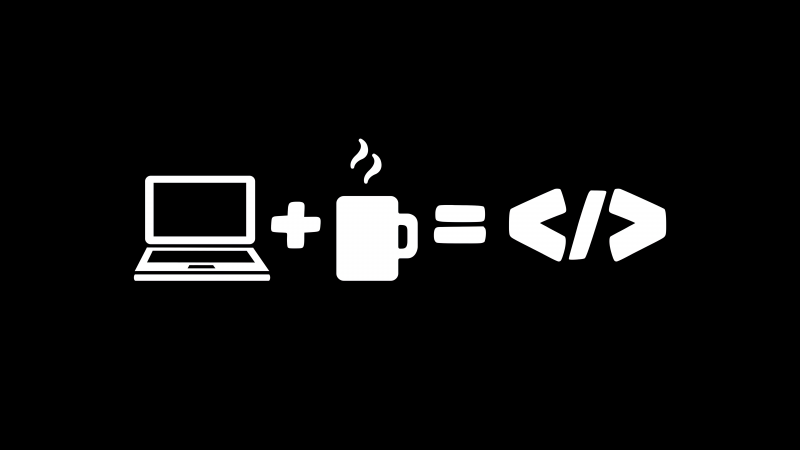 Coffee, Laptop, Coding, Coder, Programming, Developer, AMOLED, 5K, 8K, Black and White, Wallpaper