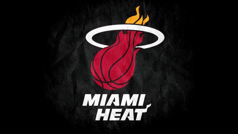 Miami Heat, Logo, Basketball team, Black background, Wallpaper