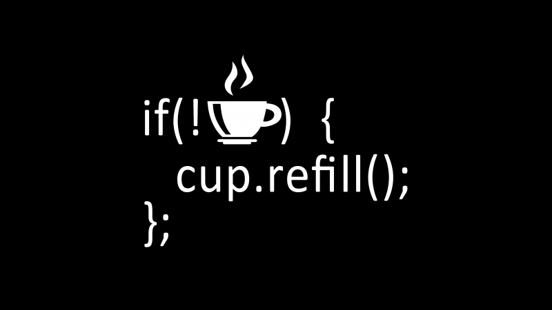 Coffee cup, Refill, If code, Coding, Programming, Developer, 5K, 8K, AMOLED, Black background, Wallpaper