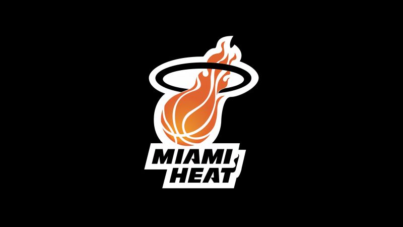 Miami Heat, Basketball team, Logo, Black background, Wallpaper