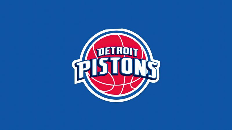 Detroit Pistons, Basketball team, Logo, 5K, Blue background, Wallpaper
