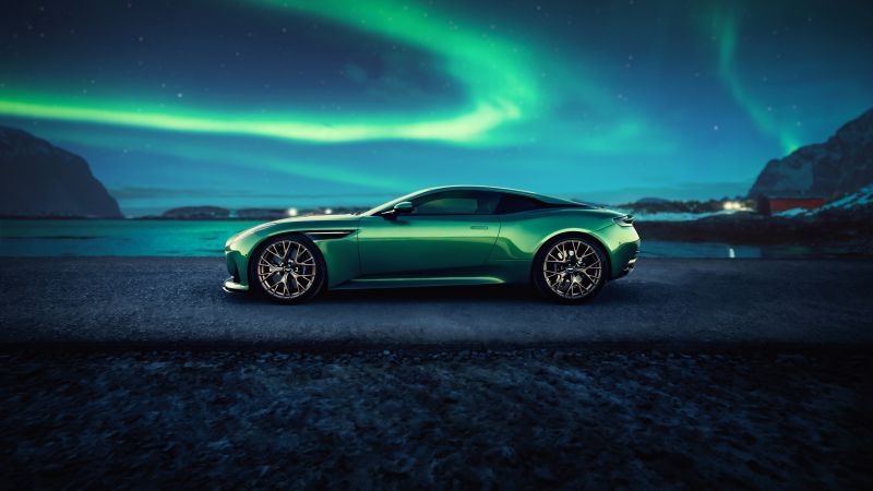Aston Martin DB12, Luxury sports car, 5K, Aurora Borealis, Wallpaper