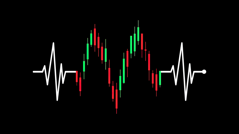 Heartbeat Candlestick Chart, 8K, Candlestick pattern, 5K, AMOLED, Black background, Stock Market, Wallpaper