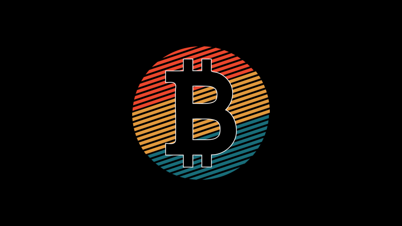 Bitcoin, Logo, 8K, Black background, 5K, Minimalist, AMOLED, Wallpaper