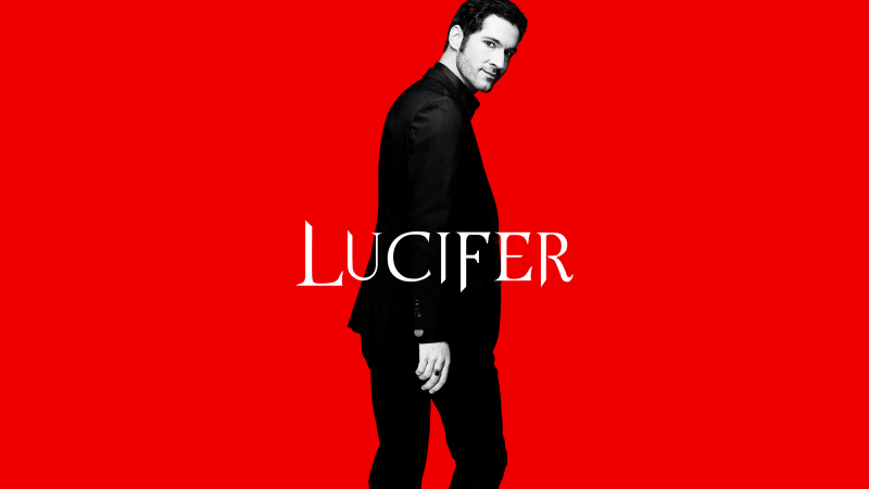 Lucifer, 5K, Tom Ellis, Lucifer Morningstar, Red background, TV series, Wallpaper