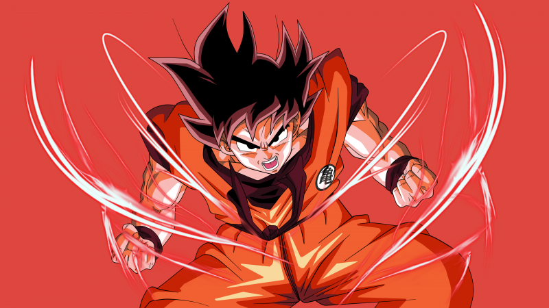 Goku, Angry, Dragon Ball Z, Orange background, Wallpaper