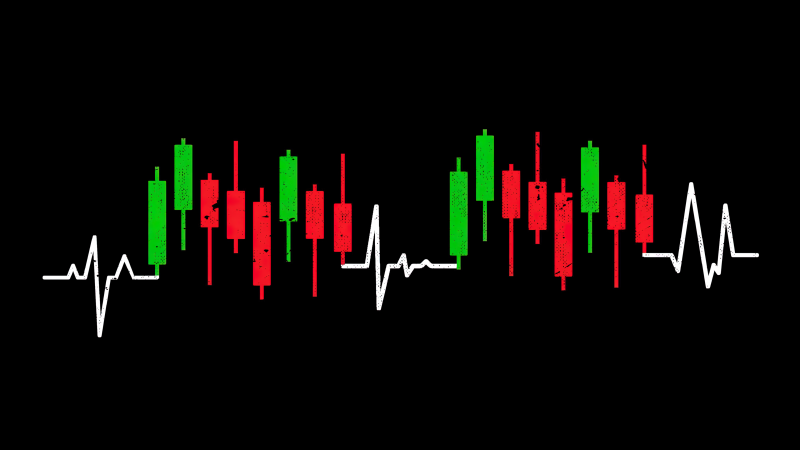 Heartbeat Candlestick Chart, Stock Market, Candlestick pattern, Day Trading, AMOLED, Black background, Wallpaper