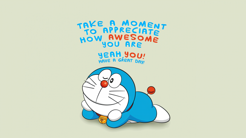 Awesome, Doraemon, Have a great day, Adorable, Cartoon, 5K, Wallpaper