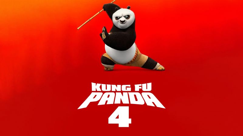 Kung Fu Panda 4, 5K, 2024 Movies, Animation movies, Orange background, Wallpaper
