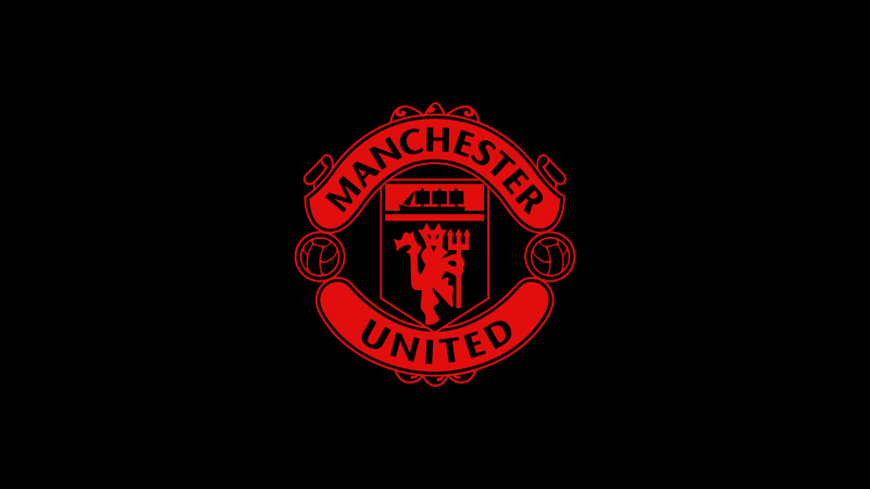 Manchester United, Logo, Black background, Wallpaper