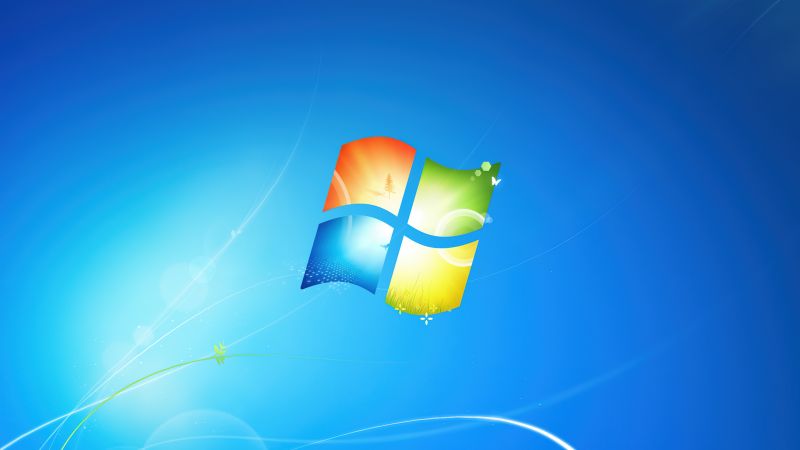 Windows 7, Official, Blue background, Windows logo, Wallpaper