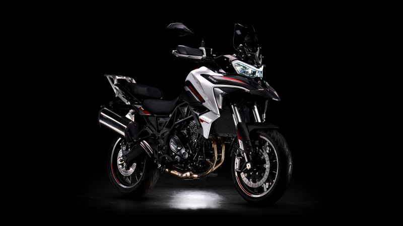 Benelli TRK 702, Adventure motorcycles, 2024, Black background, 5K, 8K, Wallpaper
