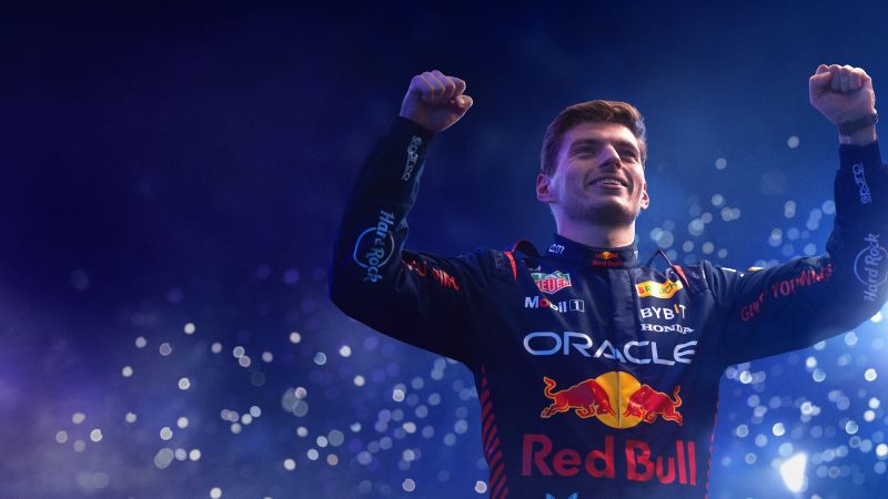 Max Verstappen, F1 2023, Champion, Blue background, Wallpaper