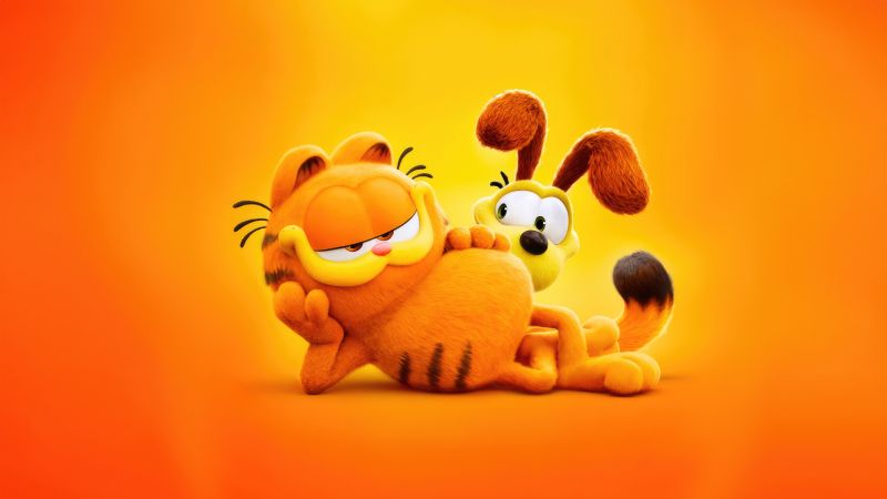 The Garfield Movie, Odie, 5K, Animation movies, 2024 Movies, Yellow background, Wallpaper