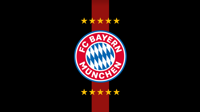 FC Bayern Munich, Football club, Logo, Black background, Wallpaper
