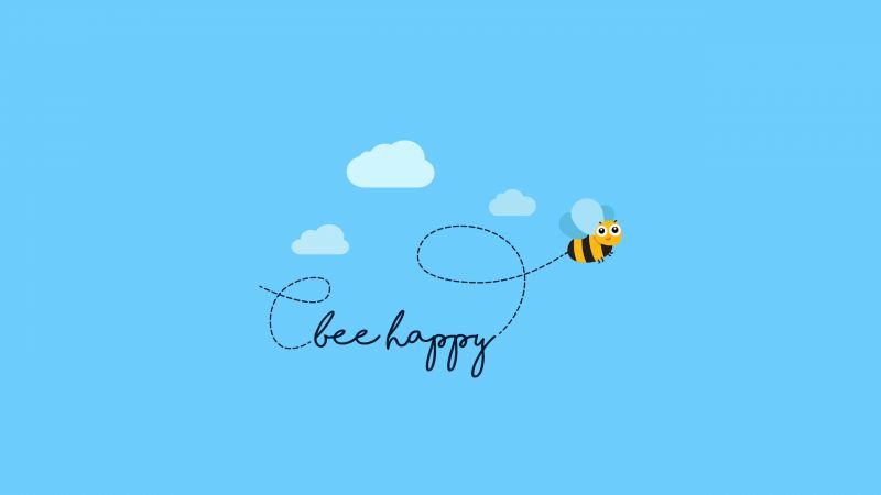 Bee happy, Clear sky, Sky blue, Clouds, Bee, Wallpaper