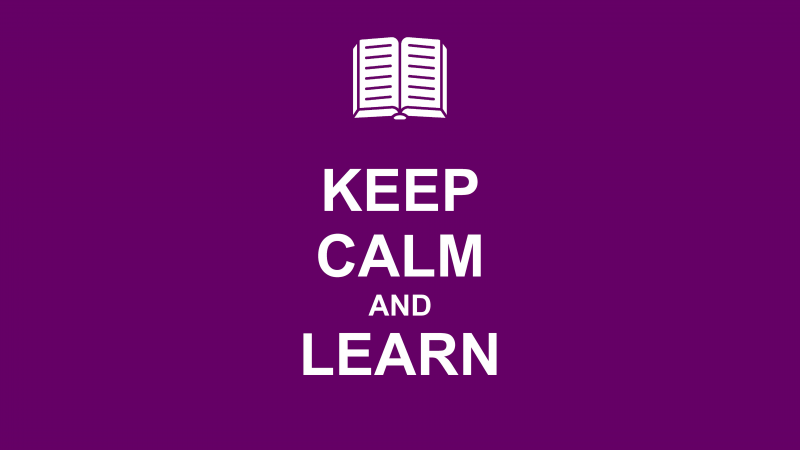 Keep Calm, Learn, Purple background, 5K, 8K, Popular quotes, Minimalist, Study, Wallpaper