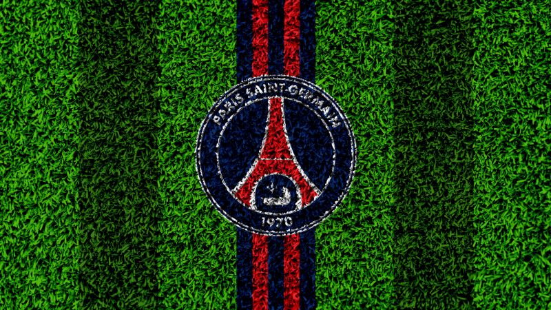 Paris Saint-Germain, Landscape, Green Grass, Logo, Football club, Wallpaper