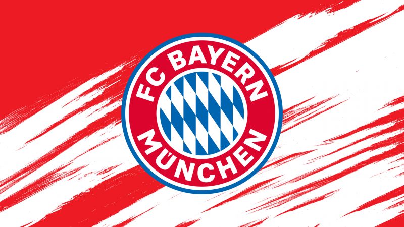 FC Bayern Munich, 5K, Football club, Logo, Red background, Wallpaper
