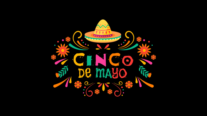 Mexican holiday, Cinco de Mayo, Colorful, AMOLED, Black background, Wallpaper