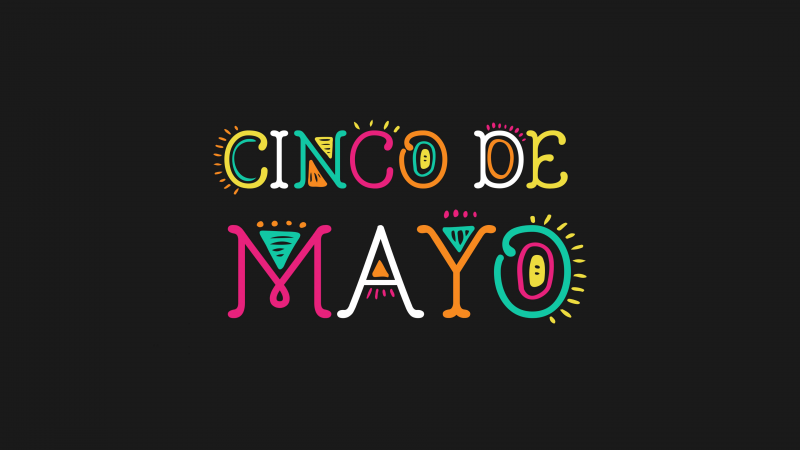 Cinco de Mayo, Dark background, Mexican holiday, Colorful logo, Wallpaper