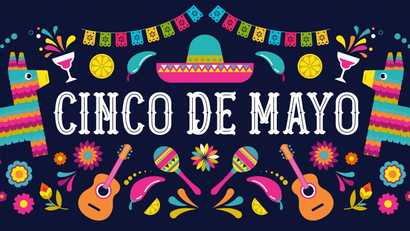 Cinco de Mayo, Ultrawide, 8K, Mexican holiday, Colorful, Dark blue, 5K, Wallpaper