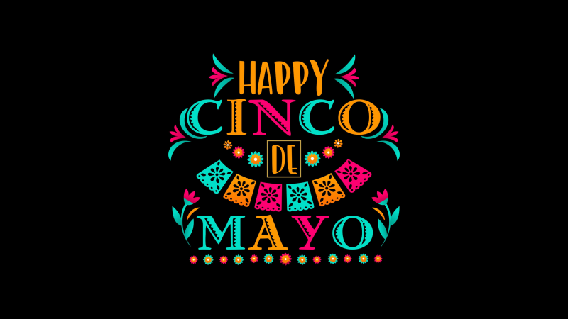 Cinco de Mayo, Mexican holiday, AMOLED, Colorful, Black background, Wallpaper