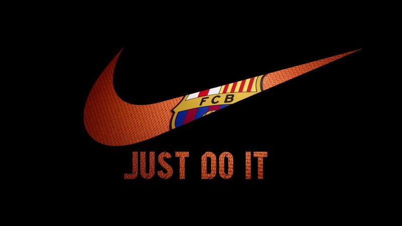FCB, Just Do It, Black background, Nike, AMOLED, FC Barcelona, Logo, Wallpaper