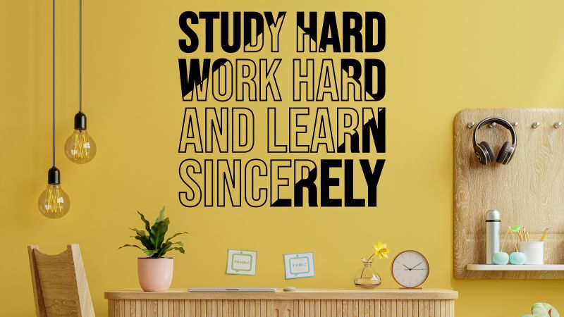 Study hard, Motivational quotes, Work harder, Learn, Inspirational quotes, 5K, Yellow aesthetic, Interior
