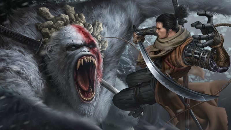 Guardian Ape, Sekiro: Shadows Die Twice, Wolf, Boss Fight