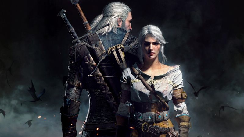 The Witcher 3 Wild Hunt, 8K, Geralt of Rivia, Ciri, Game Art, Wallpaper
