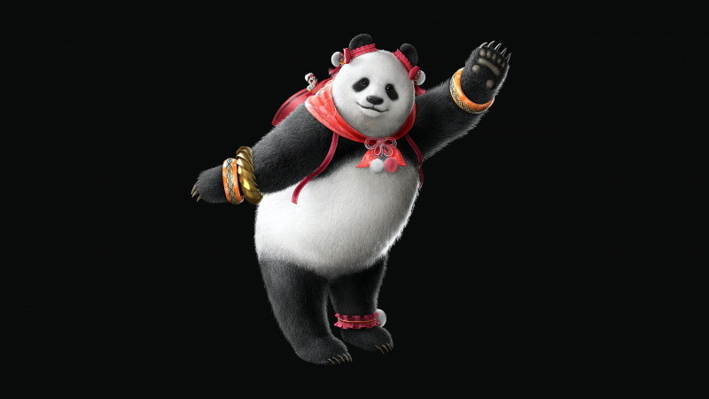 Panda, Tekken 8, 5K, Black background, AMOLED, Wallpaper