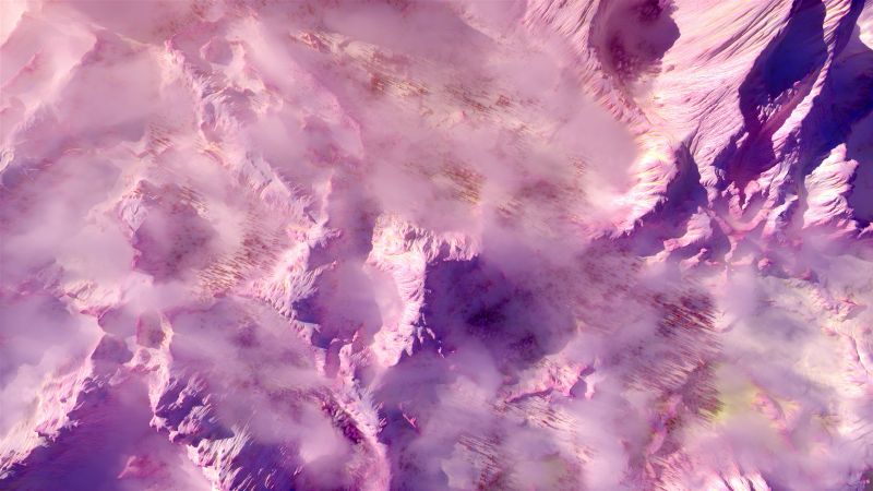 Infrared, Mountain range, Aerial view, 5K, Above clouds, Digital Art, Wallpaper