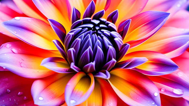 Vibrant, Dahlia flower, AI art, Bloom, Wallpaper