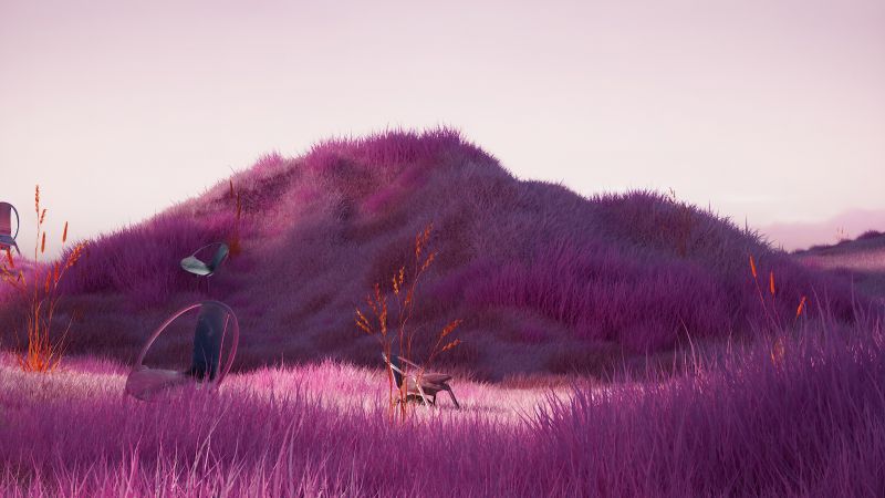 Lavender fields, Purple aesthetic, Digital composition, 5K, Wallpaper