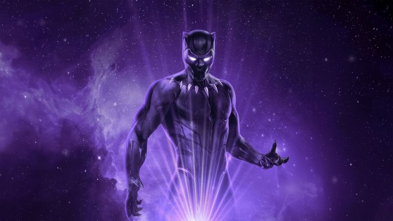 Black Panther, Purple aesthetic, Fan Art, 5K, Wallpaper