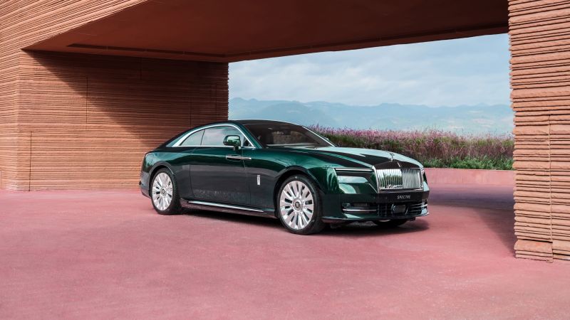 Rolls-Royce Spectre, Emerald green, 5K, Wallpaper