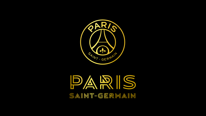 Paris Saint-Germain, Black background, Logo, Golden letters, Football team, Wallpaper