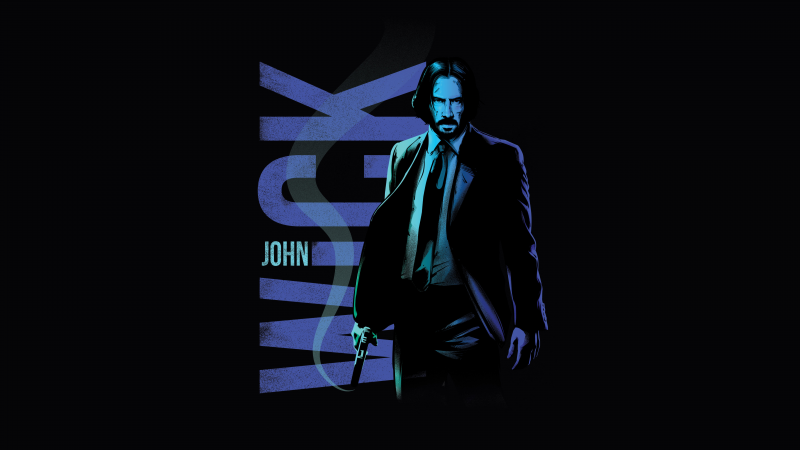 John Wick, AMOLED, Black background, Illustration, Keanu Reeves as John Wick, Baba Yaga, 5K, Wallpaper