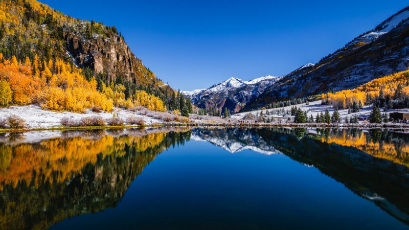 Crystal Lake, Colorado, Autumn, Landscape, North America, Outdoor, Mountains, Fall, 5K, Wallpaper