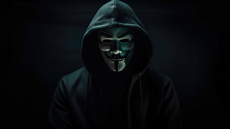 Anonymous, Hooded Man, Hacker, 5K, 8K, Dark background, Wallpaper