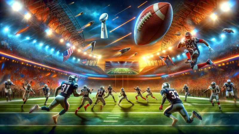 NFL, Super Bowl, Soccer field, Stadium, AI art, Wallpaper