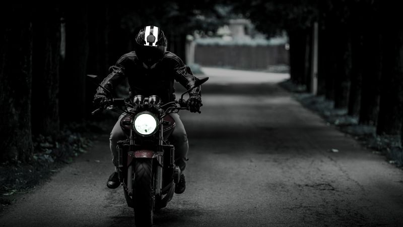 Biker, Dark, Motorcycle, Road, Wallpaper