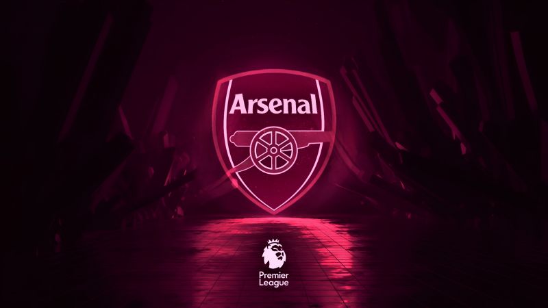 Arsenal FC, Neon background, Red aesthetic, Logo, Football club
